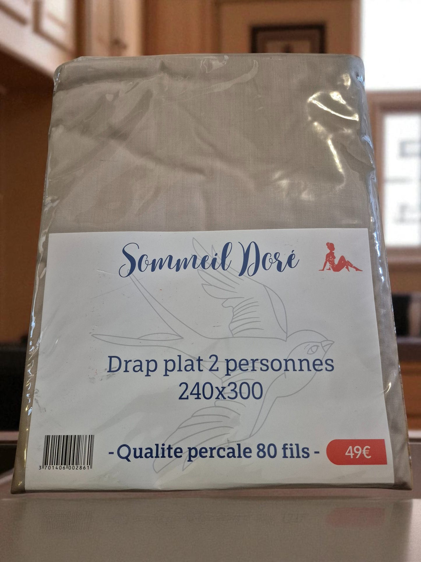 DRAPS COTON PERCALE 80 FILS  BEIGE