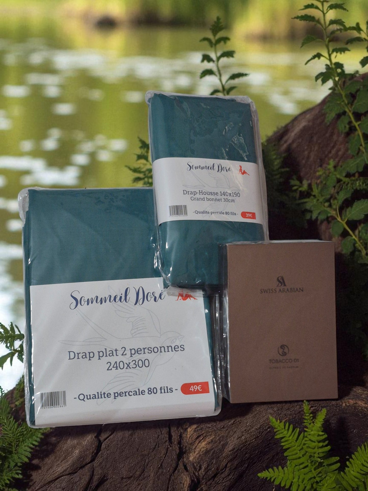 coffret lit vert canard ambiance nature elegant